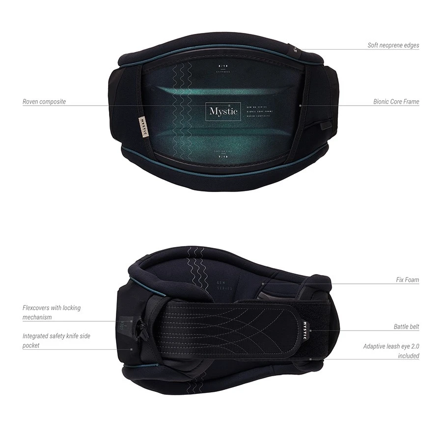 2023 Mystic Gem BK Womens Kiteboarding Waist Harness - Black/Glitter Discounts Apply ! - Image 5